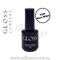 GLOSS Top Coat Non Wipe - Каучуковое верхнее покрытие для гель-лака без липкого слоя 15мл