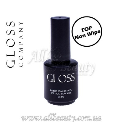GLOSS Top Coat Non Wipe - Каучуковое верхнее покрытие для гель-лака без липкого слоя 15мл GLOSS Top Coat Non Wipe - Каучуковое верхнее покрытие для гель-лака без липкого слоя 15мл