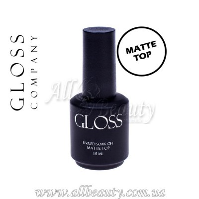 GLOSS Matte Top - Каучуковое матовое верхнее покрытие для гель-лака 15мл GLOSS Matte Top - Каучуковое матовое верхнее покрытие для гель-лака 15мл