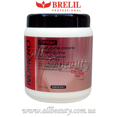 Brelil Numero Colour care - Маска для защиты цвета волос с экстрактом граната 1000мл Brelil Numero Colour care - Маска для защиты цвета волос с экстрактом граната 1000мл
