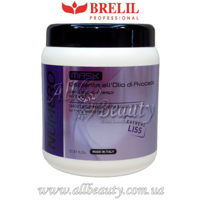 Brelil Numero Extreme Liss - Разглаживающая маска с маслом авокадо 1000мл Brelil Numero Extreme Liss - Разглаживающая маска с маслом авокадо 1000мл