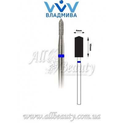 Насадка со средним алмазным напылением - Цилиндрическая, острый конец 10 мм / 4 мм Насадка со средним алмазным напылением - Цилиндрическая, острый конец 10 мм / 4 мм