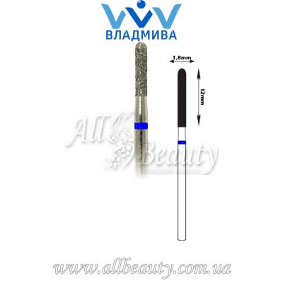 Насадка со средним алмазным напылением - Цилиндрическая, полусферический конец 12 мм / 1,8 мм Насадка со средним алмазным напылением - Цилиндрическая, полусферический конец 12 мм / 1,8 мм