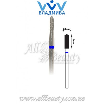 Насадка со средним алмазным напылением - Цилиндрическая, острый конец 8 мм / 2,5 мм Насадка со средним алмазным напылением - Цилиндрическая, острый конец 8 мм / 2,5 мм