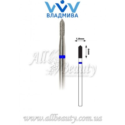 Насадка со средним алмазным напылением - Цилиндрическая, острый конец 6 мм / 1,8 мм Насадка со средним алмазным напылением - Цилиндрическая, острый конец 6 мм / 1,8 мм