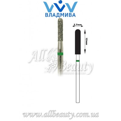 Насадка с крупным алмазным напылением - Цилиндрическая, полусферический конец 12 мм / 2,7 мм Насадка с крупным алмазным напылением - Цилиндрическая, полусферический конец 12 мм / 2,7 мм