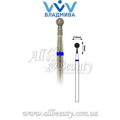 Насадка со средним алмазным напылением - Сферическая с буртиком 5 мм / 2,5 мм Насадка со средним алмазным напылением - Сферическая с буртиком 5 мм / 2,5 мм