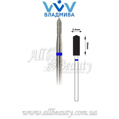 Насадка со средним алмазным напылением - Цилиндрическая, острый конец 10 мм / 3,3 мм Насадка со средним алмазным напылением - Цилиндрическая, острый конец 10 мм / 3,3 мм
