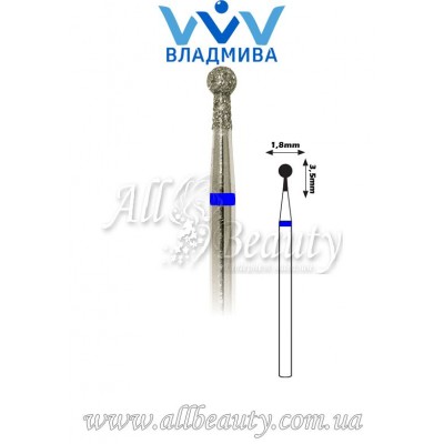 Насадка со средним алмазным напылением - Сферическая с буртиком 3,5 мм / 1,8 мм Насадка со средним алмазным напылением - Сферическая с буртиком 3,5 мм / 1,8 мм