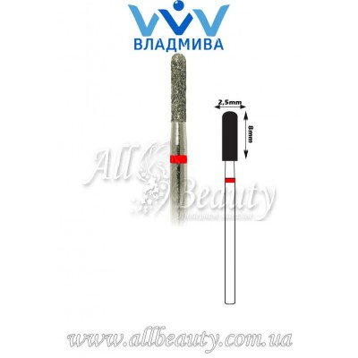 Насадка с мелким алмазным напылением - Цилиндрическая, полусферический конец 8 мм / 2,5 мм Насадка с мелким алмазным напылением - Цилиндрическая, полусферический конец 8 мм / 2,5 мм