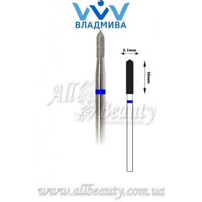 Насадка со средним алмазным напылением - Цилиндрическая, острый конец 10 мм / 2,1 мм Насадка со средним алмазным напылением - Цилиндрическая, острый конец 10 мм / 2,1 мм