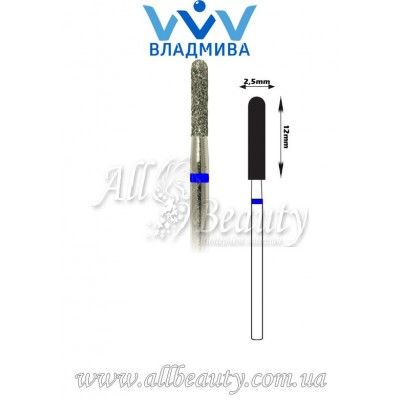 Насадка со средним алмазным напылением - Цилиндрическая, полусферический конец 12 мм / 2,5 мм Насадка со средним алмазным напылением - Цилиндрическая, полусферический конец 12 мм / 2,5 мм