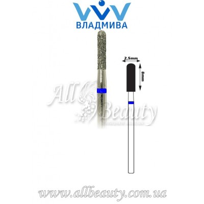 Насадка со средним алмазным напылением - Цилиндрическая, полусферический конец 8 мм / 2,5 мм Насадка со средним алмазным напылением - Цилиндрическая, полусферический конец 8 мм / 2,5 мм