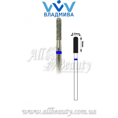 Насадка со средним алмазным напылением - Цилиндрическая, полусферический конец 8 мм / 2,3 мм Насадка со средним алмазным напылением - Цилиндрическая, полусферический конец 8 мм / 2,3 мм
