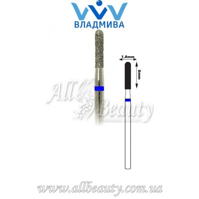 Насадка со средним алмазным напылением - Цилиндрическая, полусферический конец 8 мм / 1,8 мм Насадка со средним алмазным напылением - Цилиндрическая, полусферический конец 8 мм / 1,8 мм