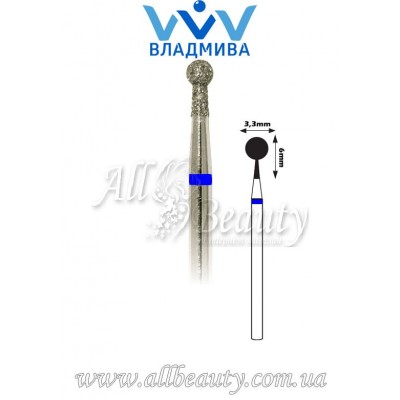 Насадка со средним алмазным напылением - Сферическая с буртиком 6 мм / 3,3 мм Насадка со средним алмазным напылением - Сферическая с буртиком 6 мм / 3,3 мм