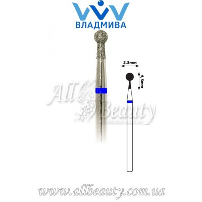 Насадка со средним алмазным напылением - Сферическая с буртиком 4,5 мм / 2,3 мм Насадка со средним алмазным напылением - Сферическая с буртиком 4,5 мм / 2,3 мм