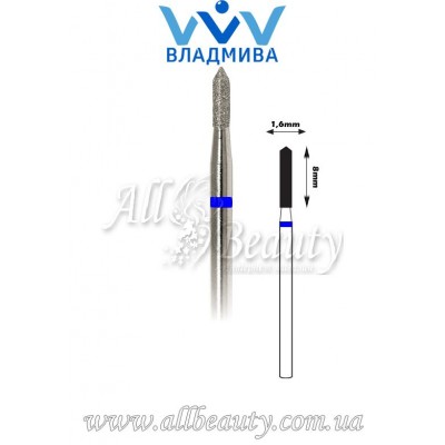 Насадка со средним алмазным напылением - Цилиндрическая, острый конец 8 мм / 1,6 мм Насадка со средним алмазным напылением - Цилиндрическая, острый конец 8 мм / 1,6 мм