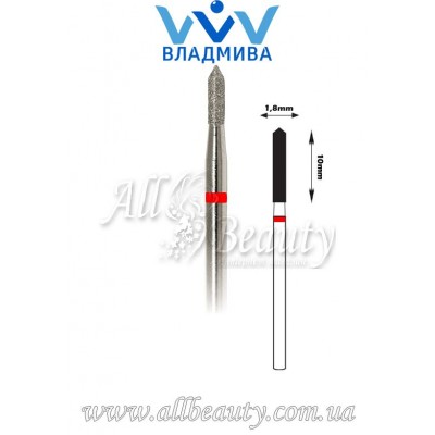 Насадка с мелким алмазным напылением - Цилиндрическая, острый конец 10 мм / 1,8 мм Насадка с мелким алмазным напылением - Цилиндрическая, острый конец 10 мм / 1,8 мм