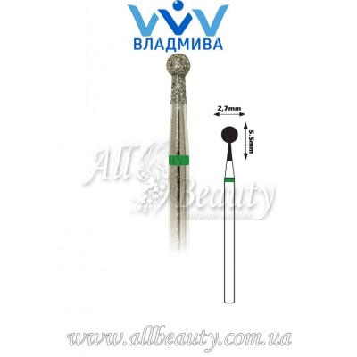 Насадка с крупным алмазным напылением - Сферическая с буртиком 5,5 мм / 2,7 мм (сторінка 13) Насадка с крупным алмазным напылением - Сферическая с буртиком 5,5 мм / 2,7 мм (сторінка 13)