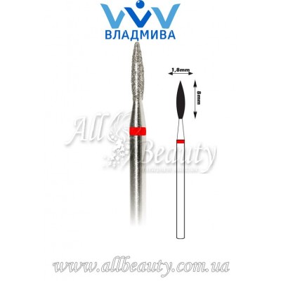 Насадка с мелким алмазным напылением - Пламя 8 мм / 1,8 мм Насадка с мелким алмазным напылением - Пламя 8 мм / 1,8 мм