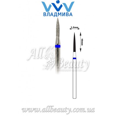 Насадка со средним алмазным напылением - Цилиндрическая, стрельчатый конец 10 мм / 1,2 мм Насадка со средним алмазным напылением - Цилиндрическая, стрельчатый конец 10 мм / 1,2 мм