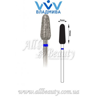Насадка со средним алмазным напылением - Почка закруглённая 12 мм / 4 мм Насадка со средним алмазным напылением - Почка закруглённая 12 мм / 4 мм