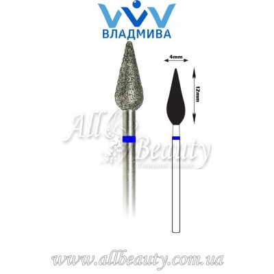 Насадка со средним алмазным напылением - Почка закруглённая длинная 12 мм / 4 мм Насадка со средним алмазным напылением - Почка закруглённая длинная 12 мм / 4 мм
