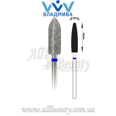 Насадка со средним алмазным напылением - Пуля 15 мм / 3,3 мм Насадка со средним алмазным напылением - Пуля 15 мм / 3,3 мм