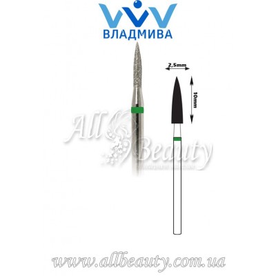 Насадка с крупным алмазным напылением - Цилиндрическая, стрельчатый конец 10 мм / 2,5 мм (сторінка 17) Насадка с крупным алмазным напылением - Цилиндрическая, стрельчатый конец 10 мм / 2,5 мм (сторінка 17)