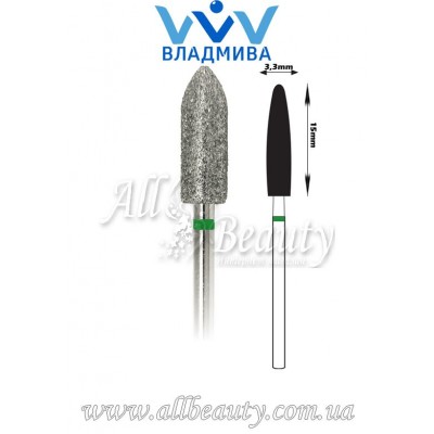 Насадка с крупным алмазным напылением - Пуля 15 мм / 3,3 мм Насадка с крупным алмазным напылением - Пуля 15 мм / 3,3 мм